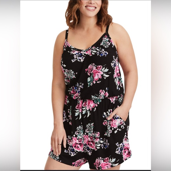 torrid Pants - Torrid Black Floral Jumpsuit